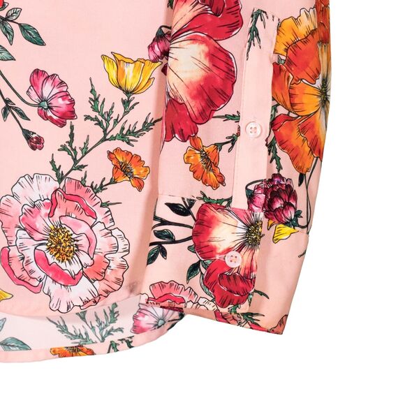 Express Women's Shirt Button Up Multicolor Floral Slim Fit V-Neck Blouse Top S - Picture 8 of 8